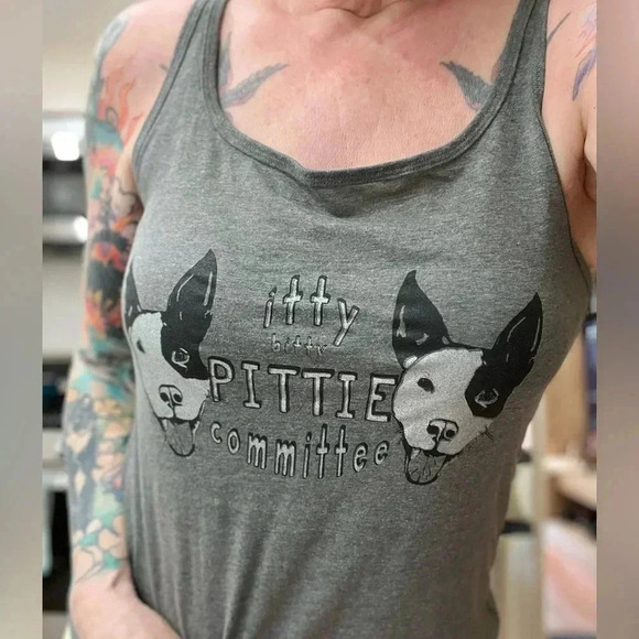 Bella Canvas Tops - NWT Novelty fun itty bitty PITTIE committee pittie rescue womens tank top